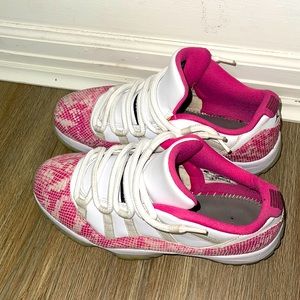 Pink Jordan 11s low snakeskin without the box and sole